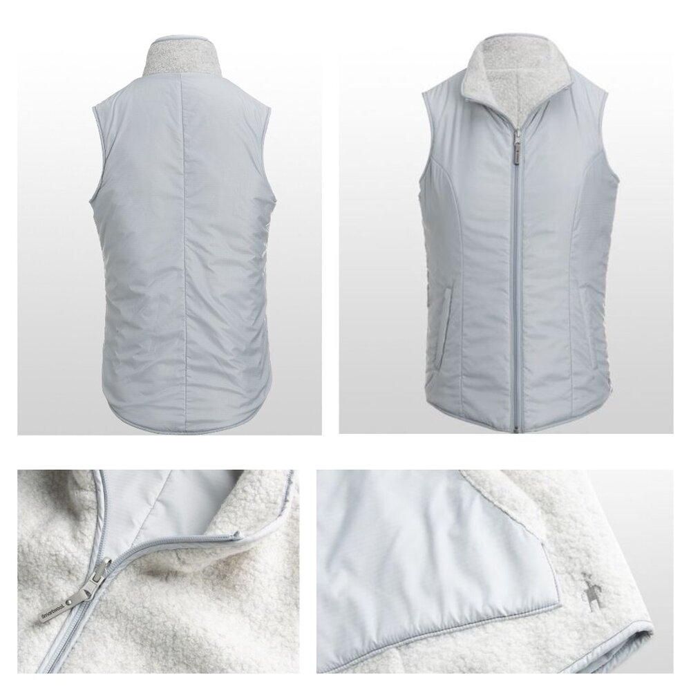 SMARTWOOL XS Ice Blue Anchor Line Reversible Sherpa Vest Wool